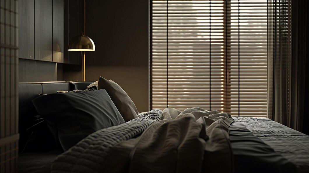 Bedroom with quality blinds installed